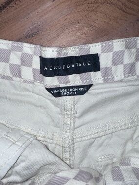 Aeropostale White Checkerboard Denim Cutoff Shorts